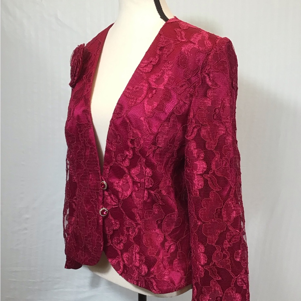 80s Vintage Ursula Womens Lace Blazer Size M/L Rose Floral Jacket Coquette Fairy - Picture 4 of 16